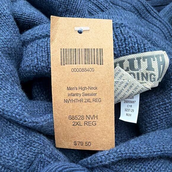 Duluth Trading Sweater Mens 2XL High Neck Infantry Wool Blend Shawl Collar Blue - Picture 3 of 10